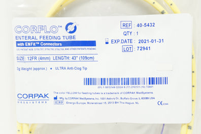 Corpak 40-5432 Corflo Ultra Enteral Feeding Tube 12Fr x 43 inch (x)